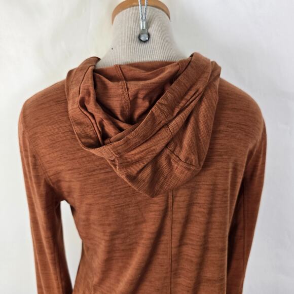 Prana Hoody Women's XS Burnt Orange Henley Neckline Kangaroo Pouch Long Sleeve - Picture 3 of 13